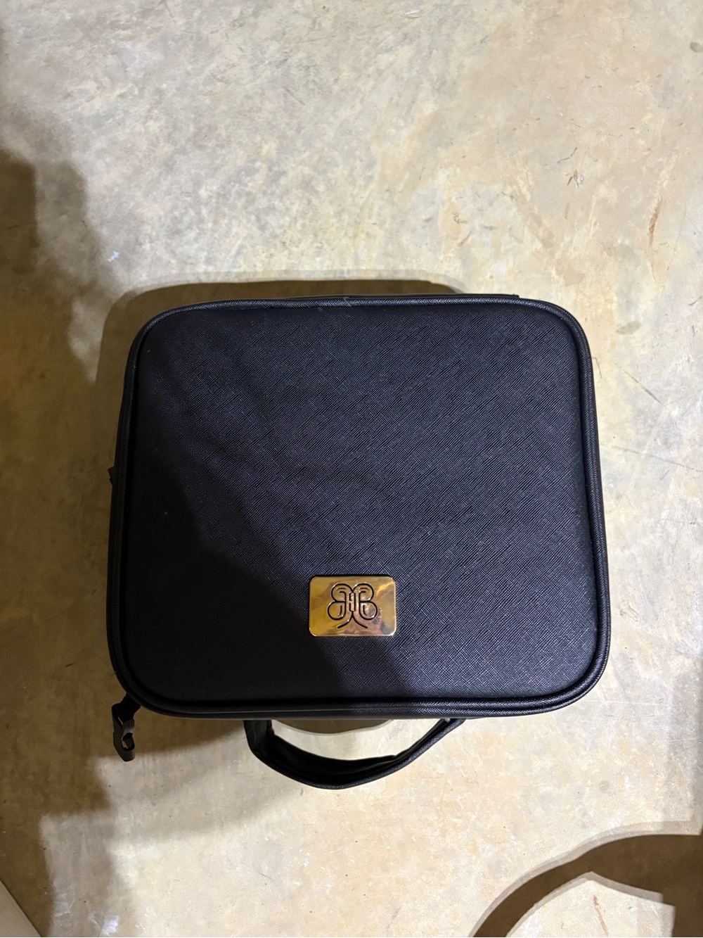 Black Womens Travel Toiletry Bag with Gold Accent